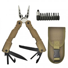 Cleste multifunctional  , Survival Gear, otel inoxidabil, 16 functii, 24 cm, bej, husa in