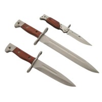 Set 3 cutite de vanatoare   , Ak Attack, otel inoxidabil, maro, teaca inclusa