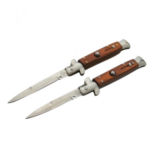 Set 2 briceaguri automate de vanatoare Italian Blade, Stiletto, otel inoxidabil, maro Set 2 briceaguri automate de vanatoare Italian Blade, Stiletto, otel inoxidabil, maro
