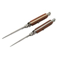 Set 2 briceaguri automate de vanatoare   Italian Blade, Stiletto, otel inoxidabil, maro
