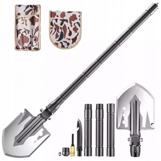 Lopata multifunctionala , Outdoor Master, 8 in 1, otel inoxidabil, 76 cm, negru