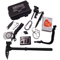 Kit supravietuire , Camper Helper, 13 elemente multifunctionale, negru