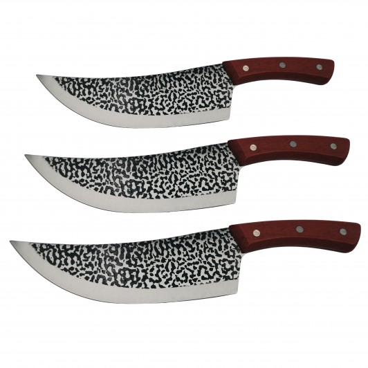 Set trei cutite de bucatarie  , Japanese Soul, lucrate manual, otel damasc, maner lemn, m