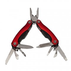 Mini cleste multifunctional   , Survival Instict, otel inoxidabil, 9 functii, 14 cm, rosu,
