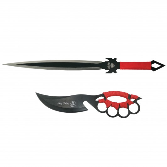 Set de vanatoare Sabie Red Ronin si cutit King Cobra , otel inoxidabil, negru Set de vanatoare Sabie Red Ronin si cutit King Cobra , otel inoxidabil, negru