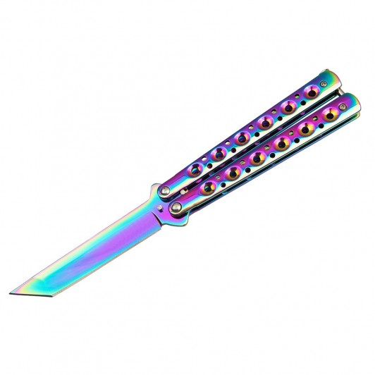 Briceag fluture de antrenament Rainbow Siege, otel inoxidabil, 22.5 cm, multicolor Briceag fluture de antrenament Rainbow Siege, otel inoxidabil, 22.5 cm, multicolor