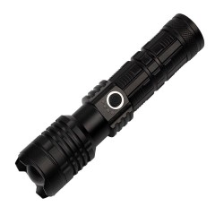 Lanterna de supravietuire , Gefahrenhelfer, metalica, LED, USB, zoom, negru