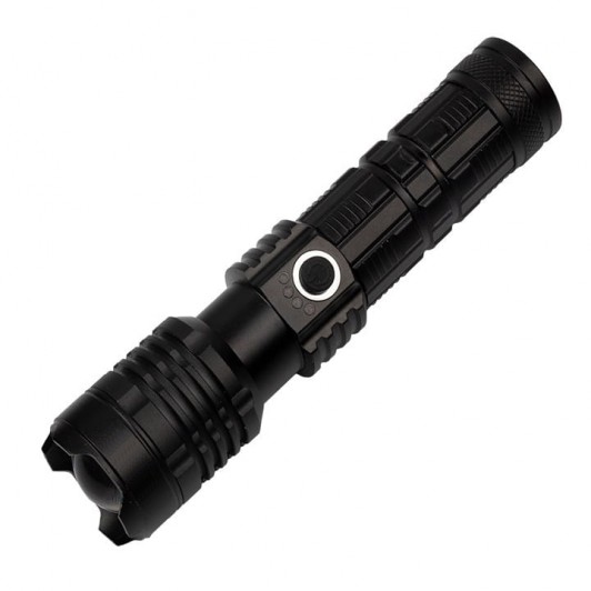 Lanterna de supravietuire , Gefahrenhelfer, metalica, LED, USB, zoom, negru