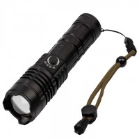 Lanterna de supravietuire , Gefahrenhelfer, metalica, LED, USB, zoom, negru