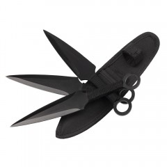 Set 3 cutite de aruncat   , Giant Kunai, 23 cm, negru, husa inclusa