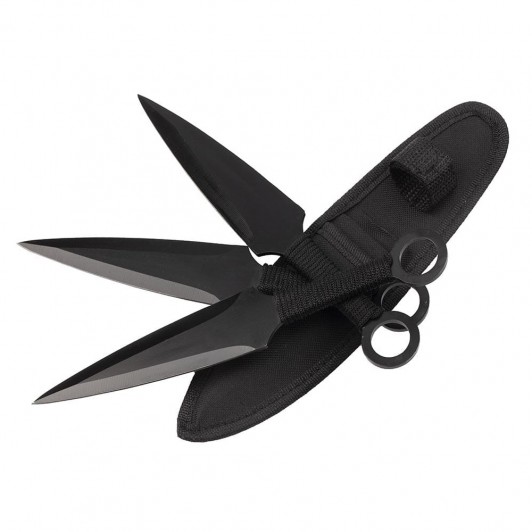 Set 3 cutite de aruncat   , Giant Kunai, 23 cm, negru, husa inclusa