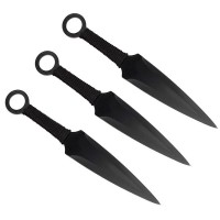 Set 3 cutite de aruncat   , Giant Kunai, 23 cm, negru, husa inclusa