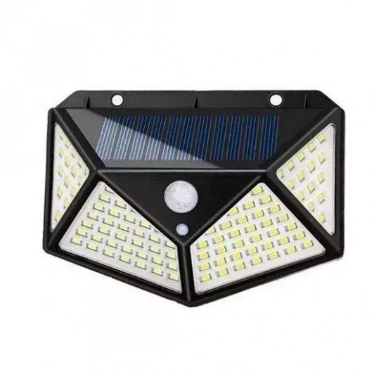 Lampa solara de perete , Bright Night, 100 LEDuri, senzor de miscare, plastic, negru