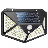 Lampa solara de perete , Bright Night, 100 LEDuri, senzor de miscare, plastic, negru