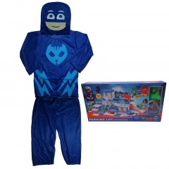 Costum pentru copii  , Blue Cat, marimea 3-5 ani, 100-110, albastru, jucarie inclusa