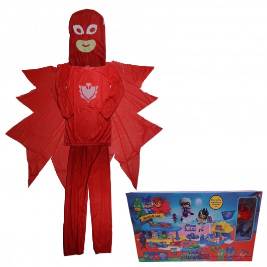 Costum pentru copii  , Red Owl, marime 3-5 ani, 100-110, rosu, cu garaj inclus