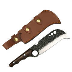 Cutit japonez lucrat manual , Claw Blade, 27 cm, maro, teaca piele