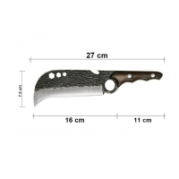 Cutit japonez lucrat manual , Claw Blade, 27 cm, maro, teaca piele