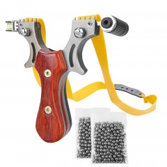 Set prastie cu laser   Sling Queen, metalic, 11.5 cm, cu boloboc, maner lemn, maro si 22