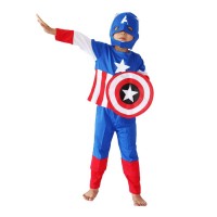 Costum Captain America pentru copii  , First Avenger, poliester, 3-5 ani, albastru, figur