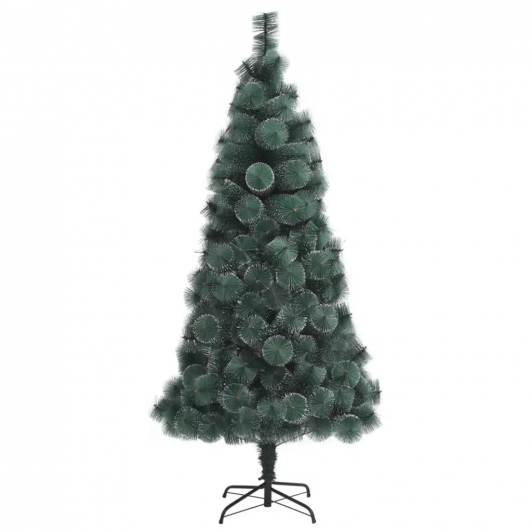 Brad de Craciun artificial pin verde cu spice albe , Perfect Holiday, 150 cm, suport inc