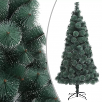 Brad de Craciun artificial pin verde cu spice albe , Perfect Holiday, 150 cm, suport inc
