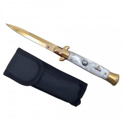 Briceag de vanatoare   Italian Spirit, otel inoxidabil, 22.5 cm, auriu, husa inclusa