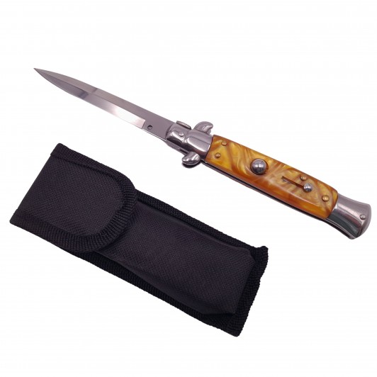 Briceag de vanatoare Italian Wave, otel inoxidabil, 22.5 cm, maro, husa inclusa Briceag de vanatoare Italian Wave, otel inoxidabil, 22.5 cm, maro, husa inclusa