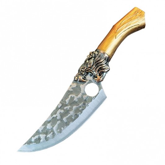 Cutit japonez de bucatarie , Tiger Claw, 29 cm, maro, teaca piele ecologica