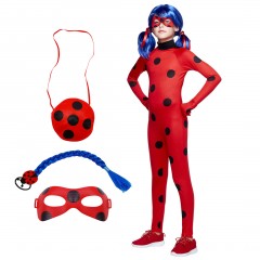 Costum pentru copii  , Miraculous Ladybug, tip combinezon, 7-9 ani, accesorii incluse