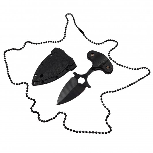 Cutit tactic de vanatoare , Special Force, 8 cm, negru, teaca cu lant inclusa