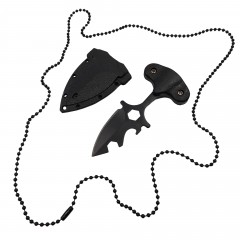 Cutit tactic de vanatoare , Broken Trust, 8 cm, negru, teaca cu lant inclusa