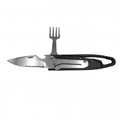 Set tacamuri pentru camping si drumetii  , cutit si furculita, tip briceag, 16 cm, negru