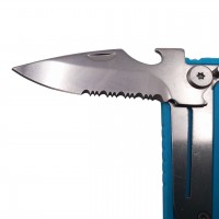 Set tacamuri pentru camping si drumetii  , cutit si furculita, tip briceag, 16 cm, albast