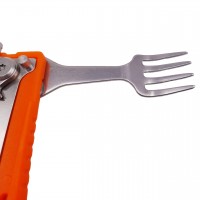 Set tacamuri pentru camping si drumetii  , cutit si furculita, tip briceag, 16 cm, portoc