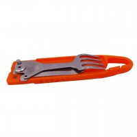 Set tacamuri pentru camping si drumetii  , cutit si furculita, tip briceag, 16 cm, portoc
