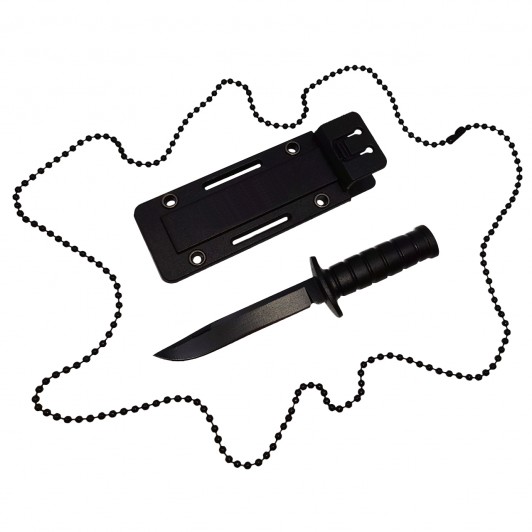 Cutit tactic de vanatoare , Military Convoy, 10 cm, negru, teaca cu lant inclusa