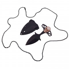 Cutit tactic de vanatoare , Dead Silence, 8 cm, negru, teaca cu lant inclusa