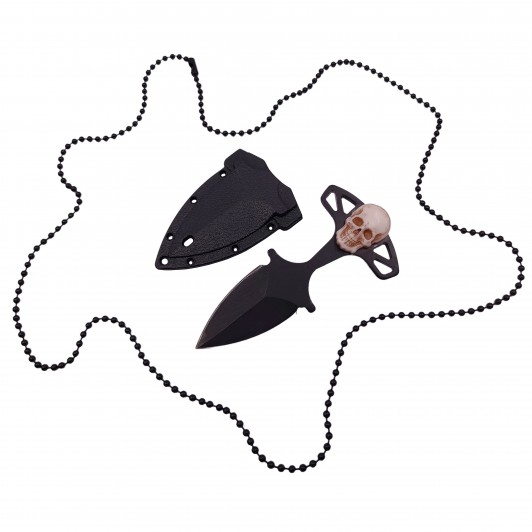 Cutit tactic de vanatoare , Dead Silence, 8 cm, negru, teaca cu lant inclusa