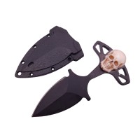 Cutit tactic de vanatoare , Dead Silence, 8 cm, negru, teaca cu lant inclusa
