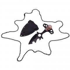 Cutit tactic de vanatoare , Broken Silence, 8 cm, negru, teaca cu lant inclusa