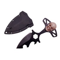 Cutit tactic de vanatoare , Broken Silence, 8 cm, negru, teaca cu lant inclusa