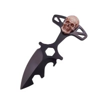 Cutit tactic de vanatoare , Broken Silence, 8 cm, negru, teaca cu prindere curea