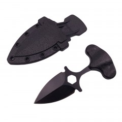 Cutit tactic de vanatoare , Spear Trap, 8 cm, negru, teaca cu prindere curea
