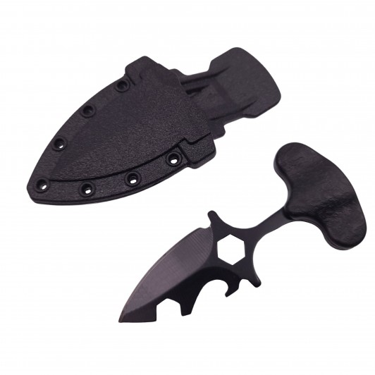 Cutit tactic de vanatoare , Broken Spear, 8 cm, negru, teaca cu prindere curea