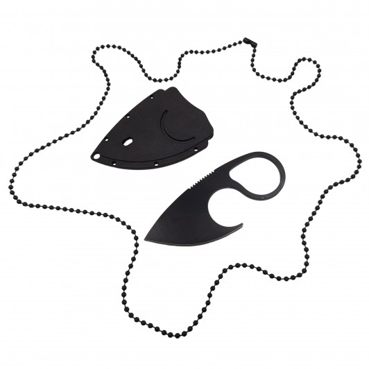 Cutit tactic de vanatoare , Broken Spirit, 8 cm, negru, teaca cu lant inclusa