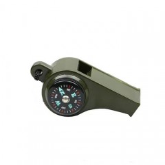Fluier 3 in 1  cu busola si termometru, 6 cm, verde
