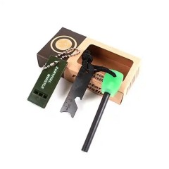Set Amnar pentru camping si Fluier   , Ultimate Survival, otel inoxidabil, 11 cm