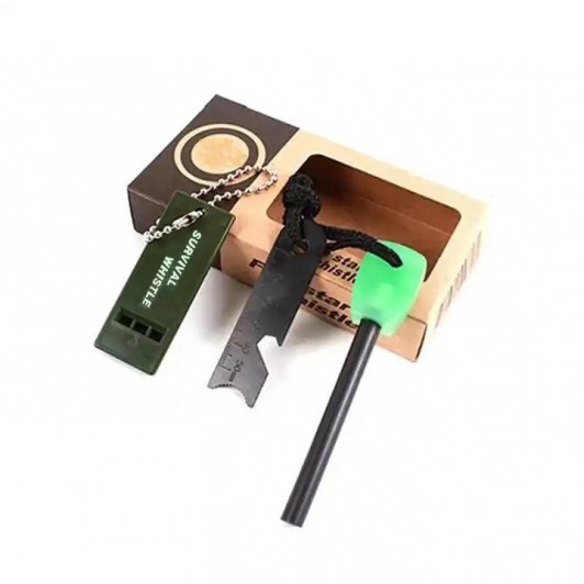 Set Amnar pentru camping si Fluier   , Ultimate Survival, otel inoxidabil, 11 cm