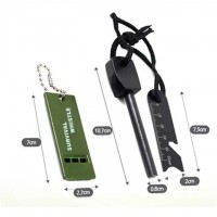 Set Amnar pentru camping si Fluier   , Ultimate Survival, otel inoxidabil, 11 cm